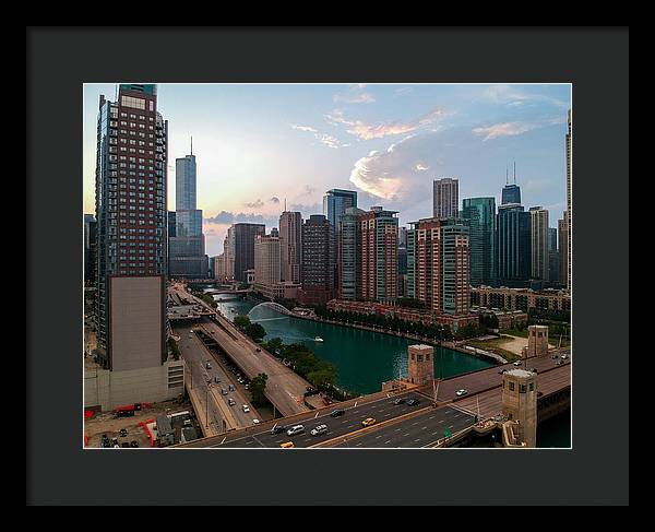 Chicago Skyline Sunset 2 - Framed Print