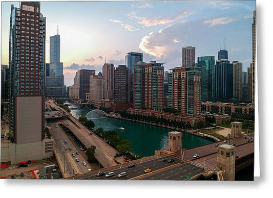 Chicago Skyline Sunset 2 - Greeting Card