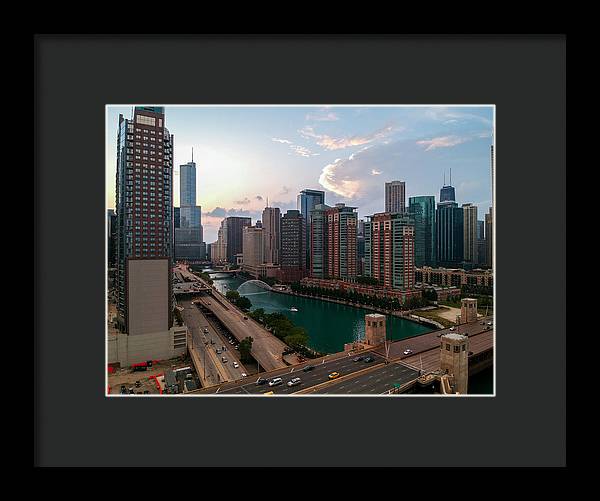 Chicago Skyline Sunset 2 - Framed Print