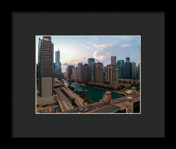 Chicago Skyline Sunset 2 - Framed Print