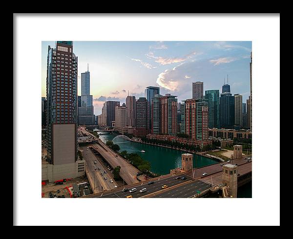 Chicago Skyline Sunset 2 - Framed Print