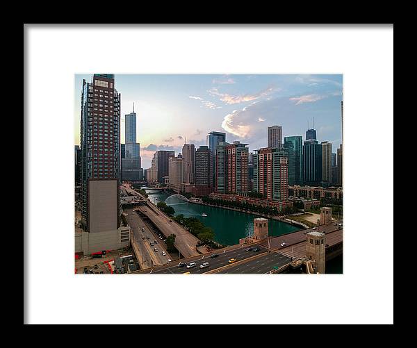 Chicago Skyline Sunset 2 - Framed Print