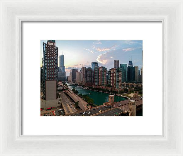 Chicago Skyline Sunset 2 - Framed Print