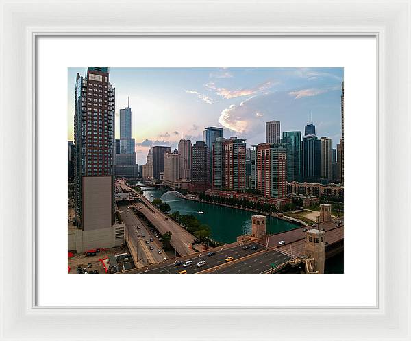 Chicago Skyline Sunset 2 - Framed Print