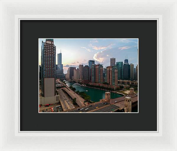 Chicago Skyline Sunset 2 - Framed Print