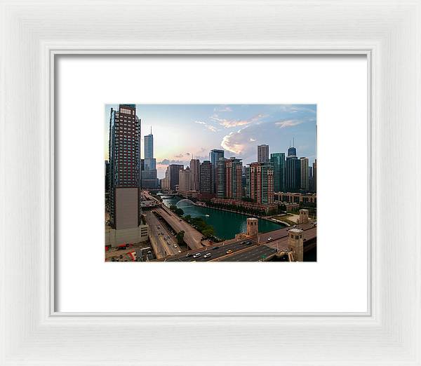 Chicago Skyline Sunset 2 - Framed Print