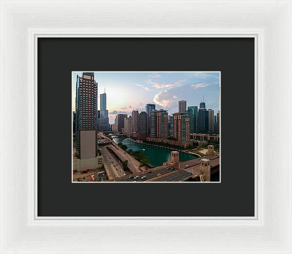 Chicago Skyline Sunset 2 - Framed Print