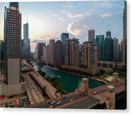 Chicago Skyline Sunset 2 - Acrylic Print