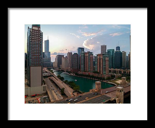 Chicago Skyline Sunset 2 - Framed Print