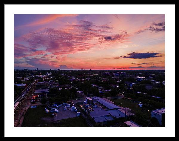 Chicago Skyline Sunset 3 - Framed Print