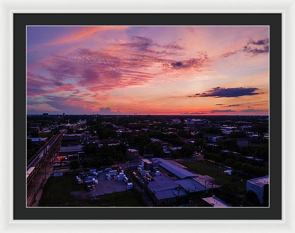 Chicago Skyline Sunset 3 - Framed Print