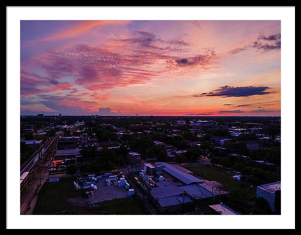 Chicago Skyline Sunset 3 - Framed Print