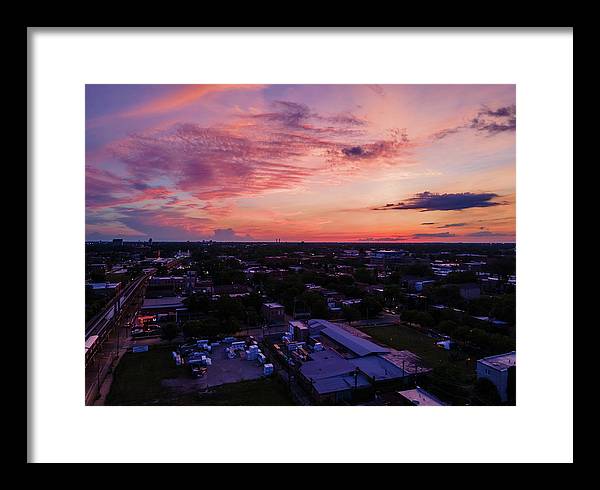 Chicago Skyline Sunset 3 - Framed Print