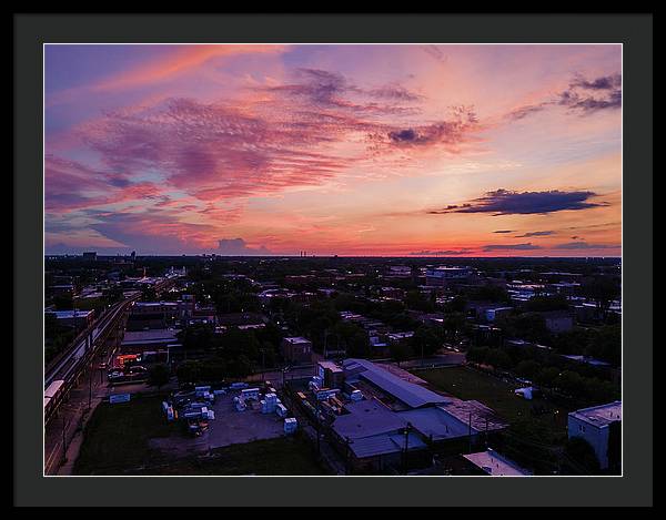 Chicago Skyline Sunset 3 - Framed Print