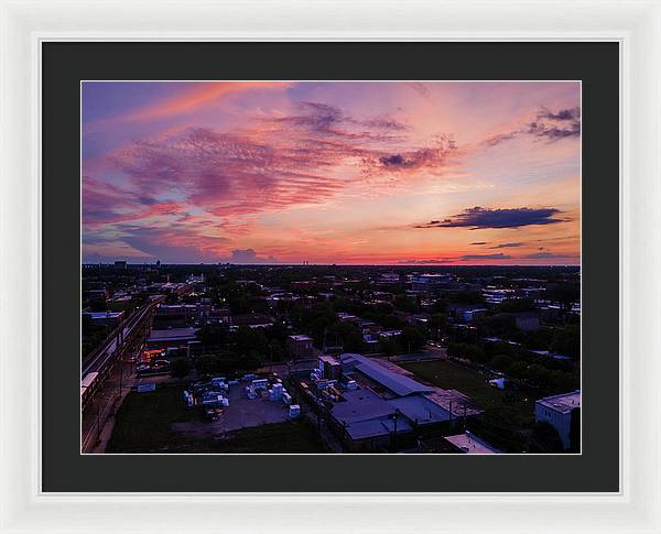 Chicago Skyline Sunset 3 - Framed Print