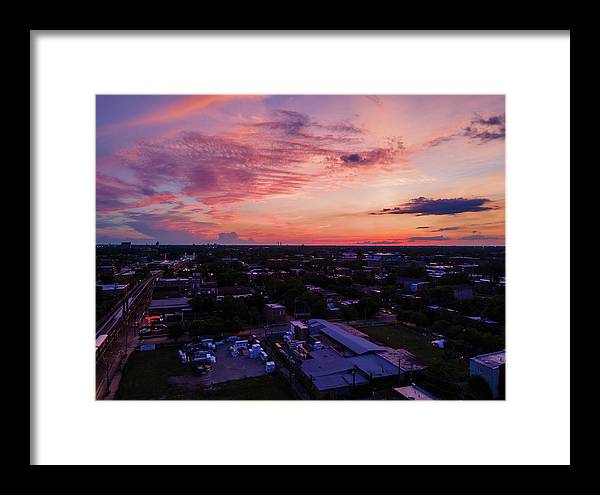 Chicago Skyline Sunset 3 - Framed Print