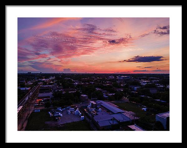 Chicago Skyline Sunset 3 - Framed Print