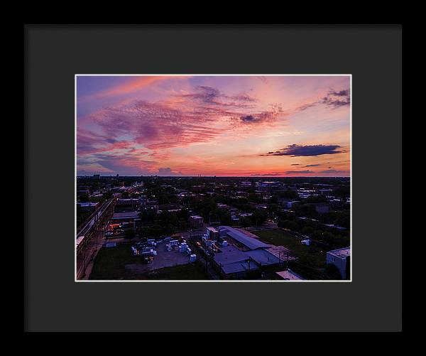 Chicago Skyline Sunset 3 - Framed Print