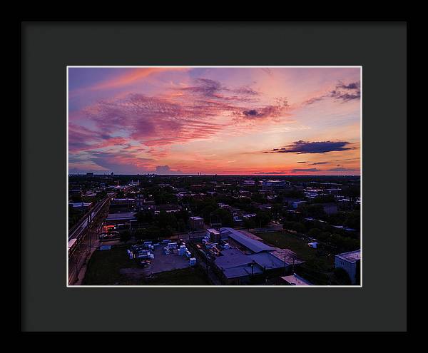 Chicago Skyline Sunset 3 - Framed Print