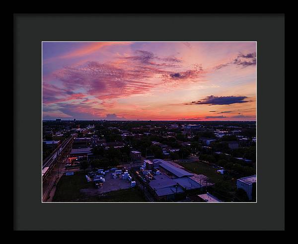 Chicago Skyline Sunset 3 - Framed Print