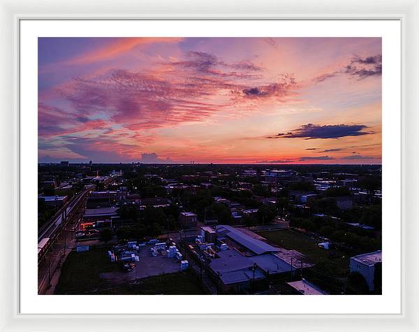 Chicago Skyline Sunset 3 - Framed Print