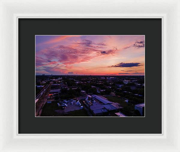 Chicago Skyline Sunset 3 - Framed Print