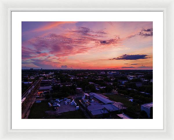 Chicago Skyline Sunset 3 - Framed Print