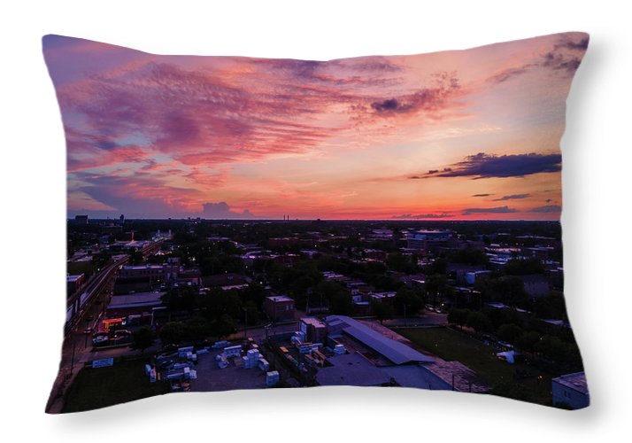 Chicago Skyline Sunset 3 - Throw Pillow