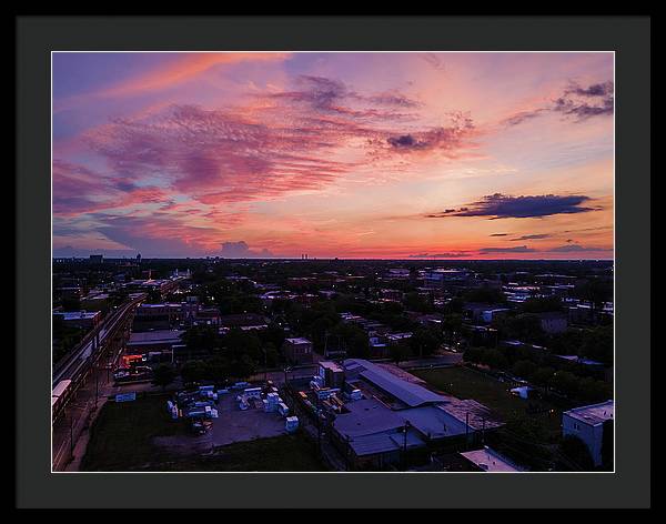 Chicago Skyline Sunset 3 - Framed Print