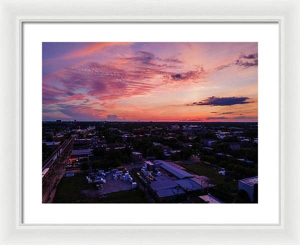 Chicago Skyline Sunset 3 - Framed Print