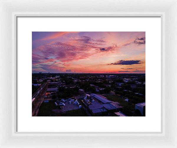 Chicago Skyline Sunset 3 - Framed Print