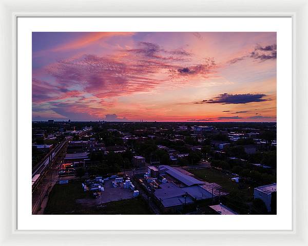 Chicago Skyline Sunset 3 - Framed Print