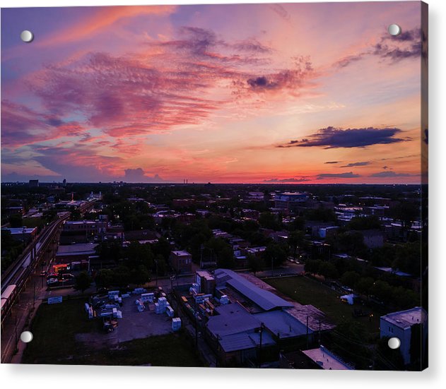 Chicago Skyline Sunset 3 - Acrylic Print