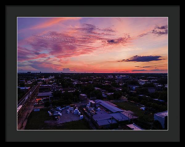 Chicago Skyline Sunset 3 - Framed Print