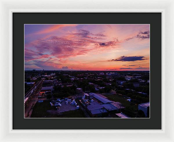 Chicago Skyline Sunset 3 - Framed Print