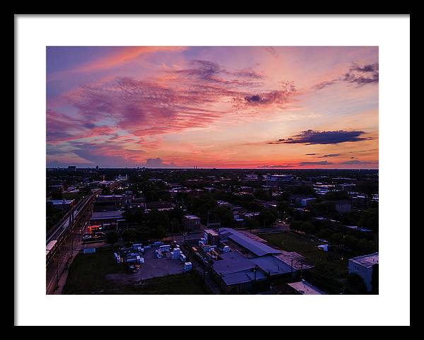 Chicago Skyline Sunset 3 - Framed Print