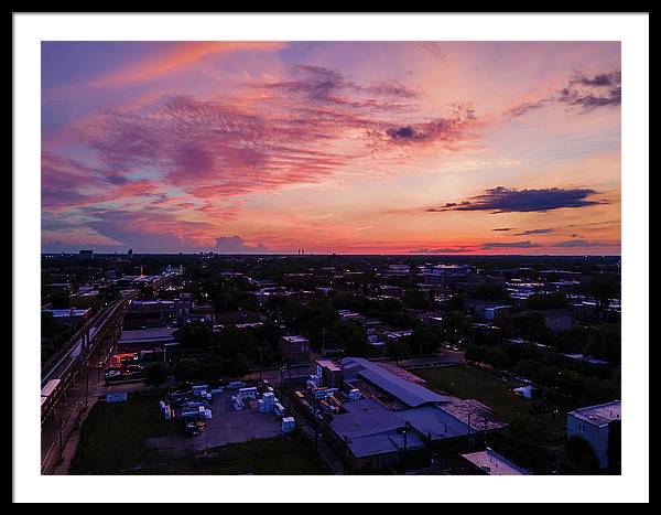 Chicago Skyline Sunset 3 - Framed Print