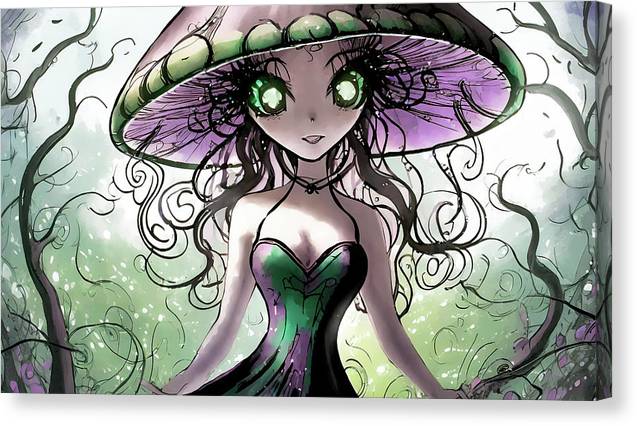 Creepy Mushroom Girl  Fantasy - Canvas Print