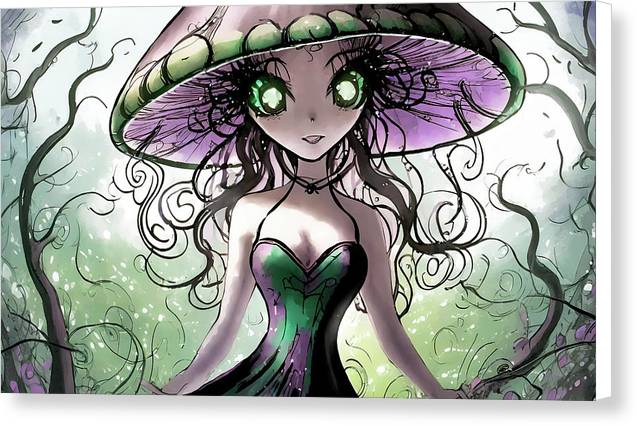 Creepy Mushroom Girl  Fantasy - Canvas Print