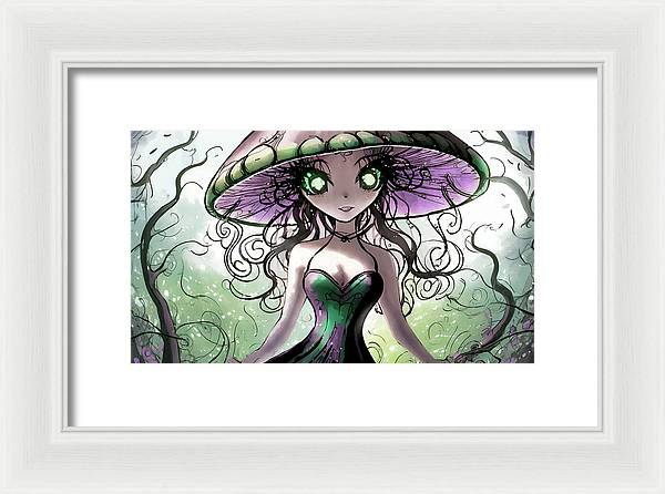 Creepy Mushroom Girl  Fantasy - Framed Print