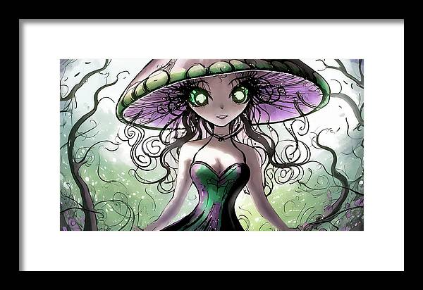 Creepy Mushroom Girl  Fantasy - Framed Print