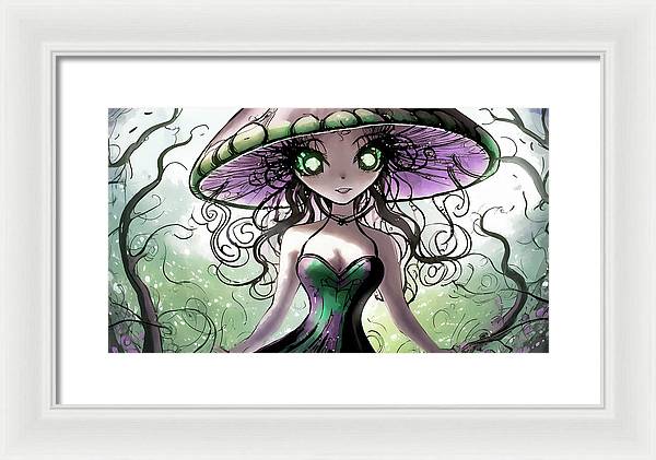 Creepy Mushroom Girl  Fantasy - Framed Print