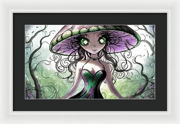 Creepy Mushroom Girl  Fantasy - Framed Print