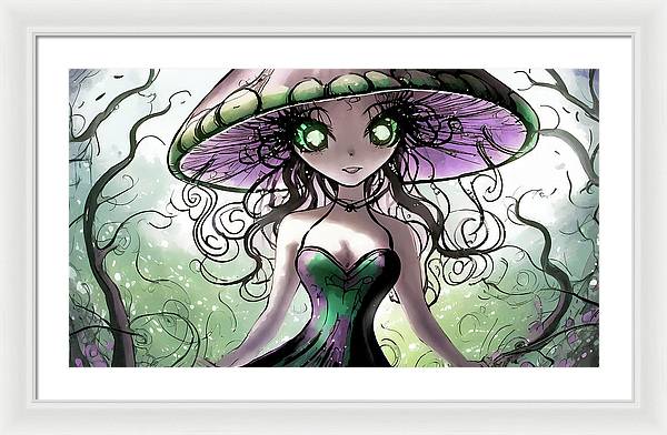 Creepy Mushroom Girl  Fantasy - Framed Print