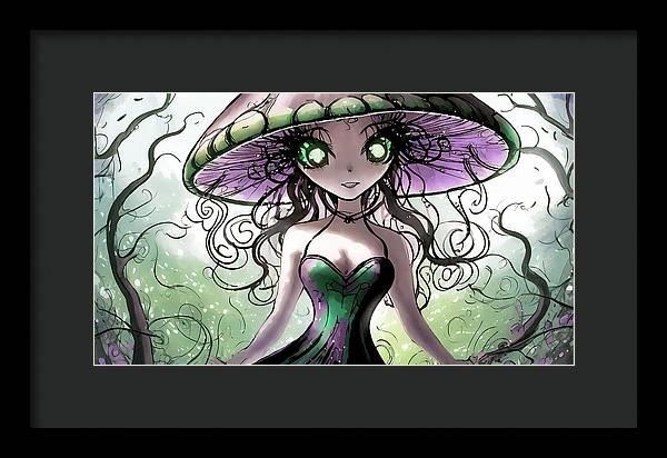 Creepy Mushroom Girl  Fantasy - Framed Print