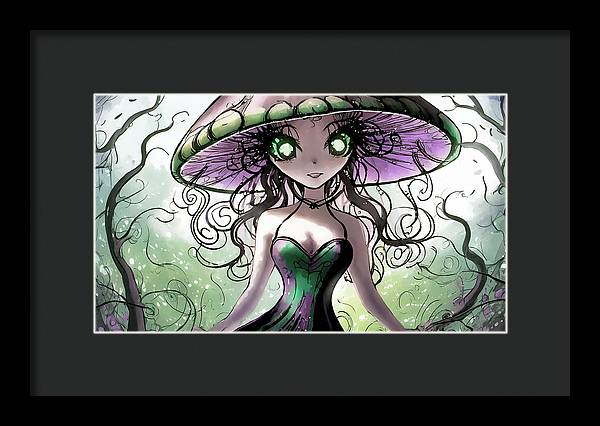 Creepy Mushroom Girl  Fantasy - Framed Print