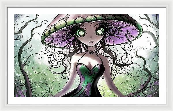 Creepy Mushroom Girl  Fantasy - Framed Print