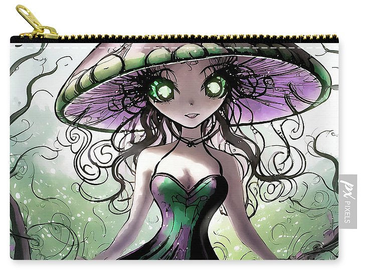 Creepy Mushroom Girl  Fantasy - Zip Pouch