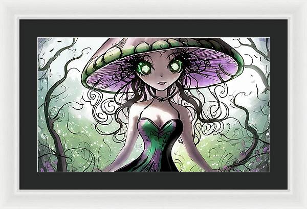 Creepy Mushroom Girl  Fantasy - Framed Print