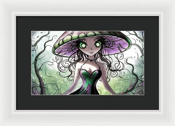 Creepy Mushroom Girl  Fantasy - Framed Print